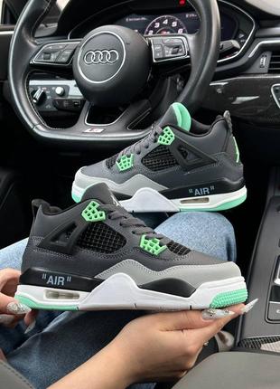 Женские кроссовки nike air jordan 4 x off-white green glow