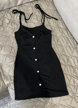 Чорна міні сукня на бретелі / чорне плаття міні / сарафан6 фото