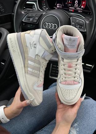 Женские кроссовки adidas forum 84 mid milk grey pink 36-37-38-39-40-41