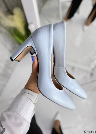 Натуральные туфли - classica, голубой, натуральная кожа6 фото