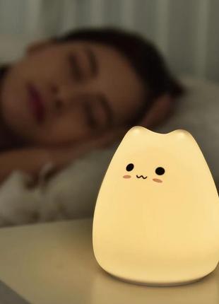 Светодиодная детская лампа мини-ночник с питанием от батареи и с изображением кота, для детской спальни