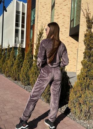 Черничный/фиолетовый натуральный велюровый спортивный/домашний костюм кофта и брюки s-l6 фото