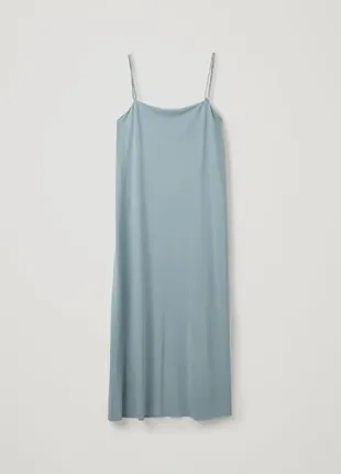 Лаконичное платье- комбинация миди/платье-миди в бельевом стиле с обрезанным подолом cos3 фото