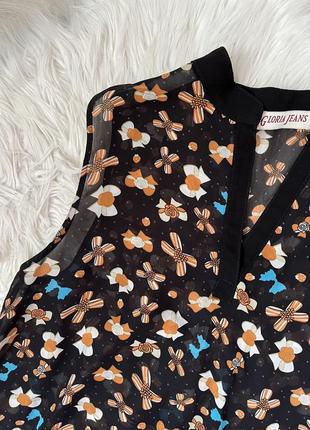 Прозрачная блуза в цветочный принт5 фото