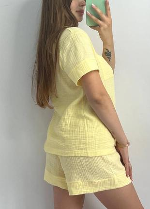 Комплект пижама натуральная муслин рубашка и штаны 20 цветов10 фото