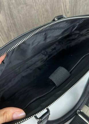 Шкіряний діловий портфель сумка для документів а4, шкіряна сумка офісна чорна6 фото