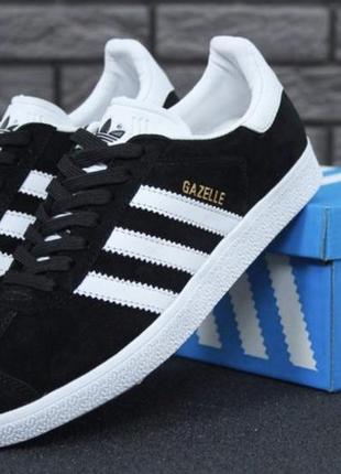 Кроссовки-кеды из натуральной замши adidas gazelle black/white