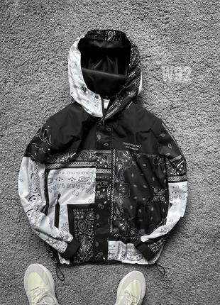 Премиум принтованная ветровка стильная качественная плотная ося куртка с принтами пейсли бандана1 фото