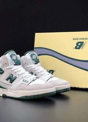 Чоловічі кросівки new balance 650r aime leon dore white green  / кросівки демісезонні new balance 650 / шкіряні кросівки для міста4 фото