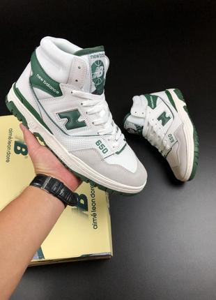 Чоловічі кросівки new balance 650r aime leon dore white green  / кросівки демісезонні new balance 650 / шкіряні кросівки для міста2 фото