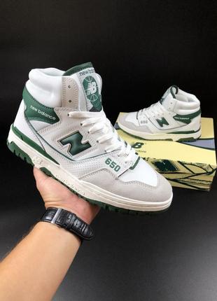 Чоловічі кросівки new balance 650r aime leon dore white green  / кросівки демісезонні new balance 650 / шкіряні кросівки для міста