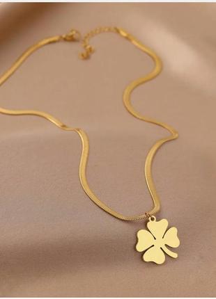 Колье клевер позолота