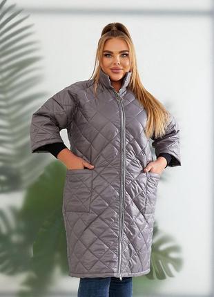 Женская удлинённая куртка, весна осень, батал, 48-62 размер6 фото