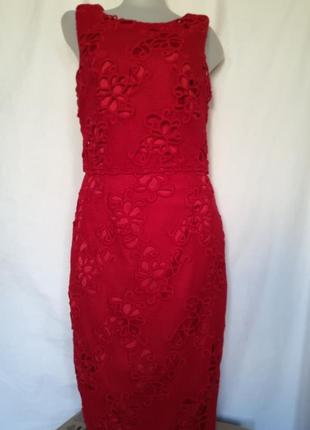 Жіноча ошатна мереживна сукня, червоне плаття7 фото