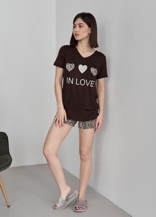Комплект женский футболка с шортами - in love