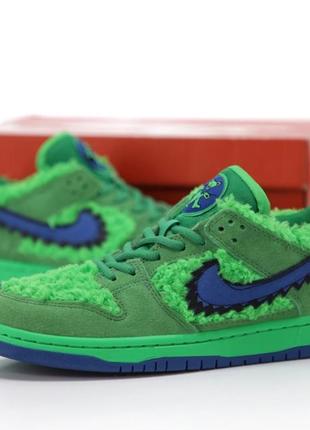 Модні замшеві кросівки nike sb dunk low x grateful dead bears green (зелені)(41-45)