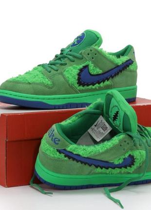 Модні замшеві кросівки nike sb dunk low x grateful dead bears green (зелені)(41-45)3 фото