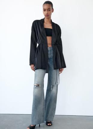 Стильні джинси wide leg чорні з розрізами
