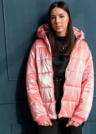Демисезонная подростковая куртка для девочки в розовом цвете 104 см