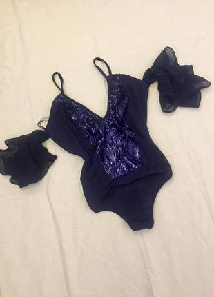 Шикарный боди, топ, открытые плечи, паетки, пайетки, naanaa