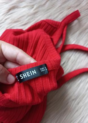Красное платье в рубчик от shein7 фото
