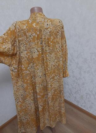 Натуральное свободное платье оверсайз бохо этано буфы рукава4 фото