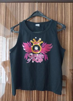 Натуральная хлопковая прямая укороченная оверсайз безшовная майка queen pop