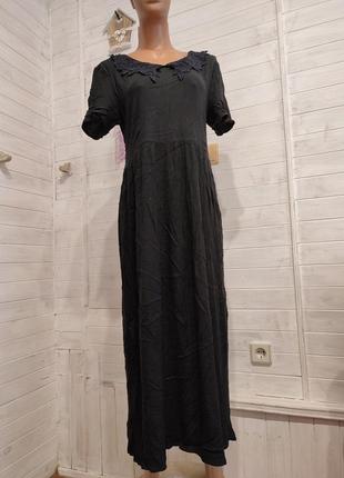 Красивое длинное натуральное платье из жатой ткани m-xxl