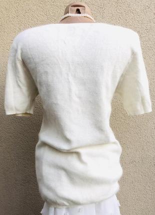 Белая,ангора-шерсть кофточка,футболка,люксовое белье,кружево,8 фото
