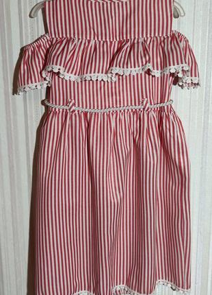 Красно-белое нарядное платье smile kids р. 5-6 лет2 фото