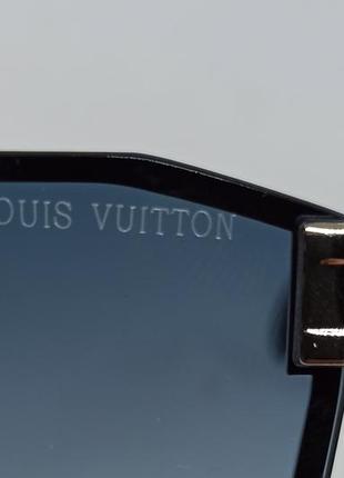 Очки в стиле louis vuitton солнцезащитные унисекс маска брендовые серо голубой градиент в серебристом металле9 фото