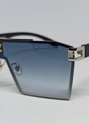 Окуляри брендові сонцезахисні унісекс брендові сіро блакитний градієнт в сріблястому металі