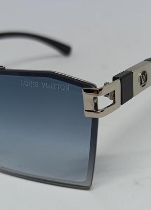 Окуляри в стилі louis vuitton сонцезахисні унісекс брендові сіро блакитний градієнт в сріблястому металі3 фото