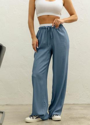 Женские стильные легкие натуральные льняные брюки l-xl4 фото