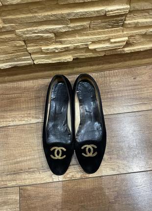 Бархатні балетки chanel