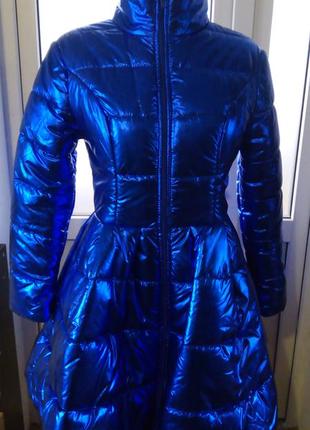 Женская стильная курточка (куртка) синего цвета3 фото