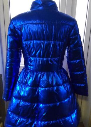 Женская стильная курточка (куртка) синего цвета7 фото