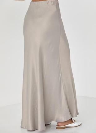 Длинная атласная юбка на резинке - серый цвет, s (есть размеры)2 фото