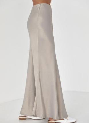 Длинная атласная юбка на резинке - серый цвет, s (есть размеры)5 фото