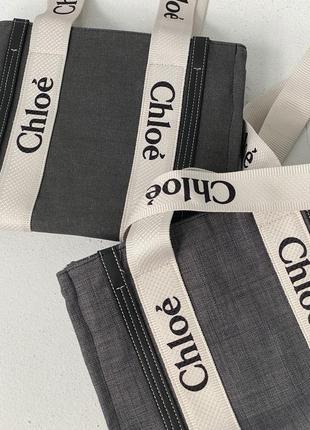 Сумка chloé medium woody tote bag grey5 фото