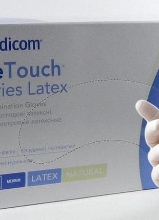 Латексні рукавички medicom e-series опудренниє (100шт/уп)
