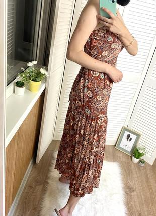 Платье-сарафан коричневое в цветочный принт primar7 фото