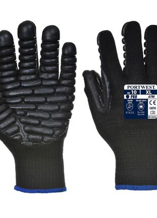 Антивібраційні рукавиці portwest a790 чорний, l4 фото