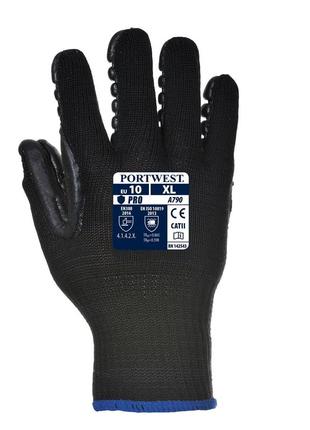 Антивібраційні рукавиці portwest a790 чорний, l2 фото