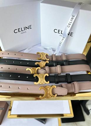 Ремень кожа в стиле celine черный мокко