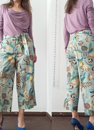 Esprit кюлоты широкие штанины брюки с поясом смесовый лён , 38/м/165/70 см4 фото