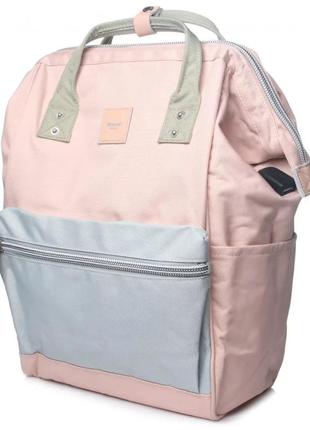 Жіночий стильний міський тканинний повсякденний рюкзак himawari 1881 — 13 pink/blue