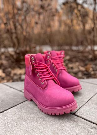 Ботинки timberland с мехом в розовом цвете /осень/зима/весна😍3 фото