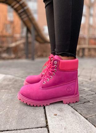 Ботинки timberland с мехом в розовом цвете /осень/зима/весна😍4 фото