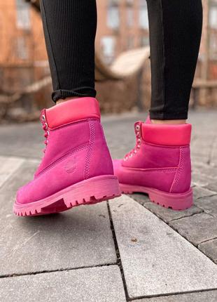 Ботинки timberland с мехом в розовом цвете /осень/зима/весна😍6 фото